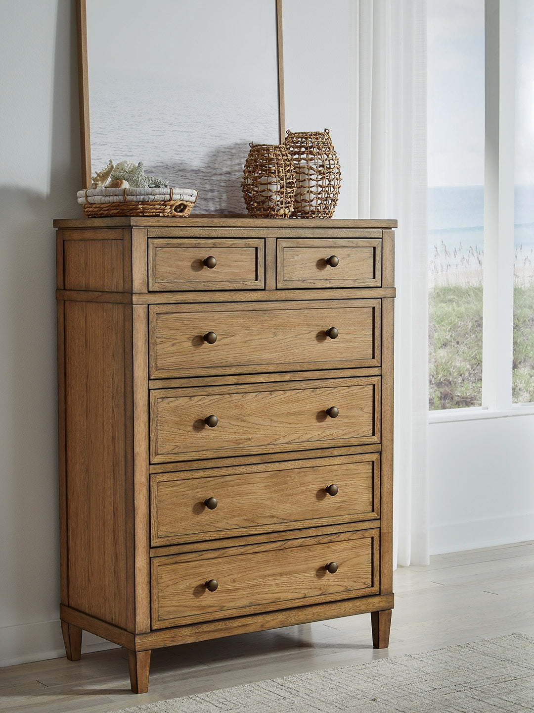 Haines Furniture Outlet - Ashley Furniture - Sharlance Bedroom - Six Drawer Chest / Brown - B895-46
