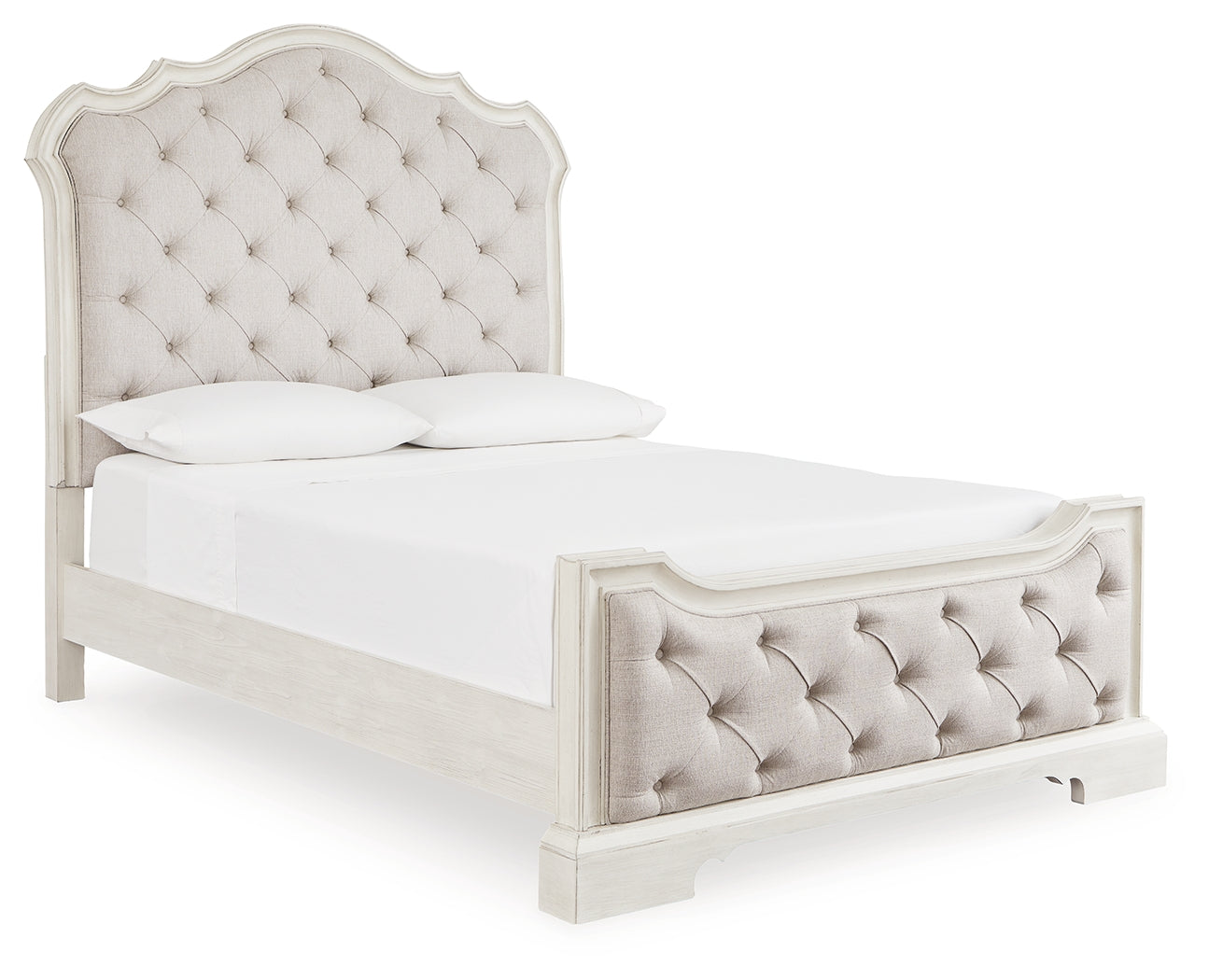 Haines Furniture Outlet - Ashley Furniture - Arlendyne Bedroom - Queen Upholstered Bed / Antique White - B980B2