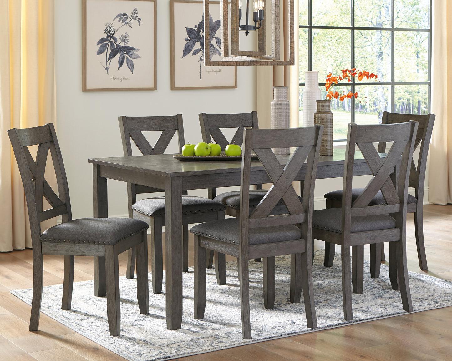 Haines Furniture Outlet - Ashley Furniture - Caitbrook Dining Room - RECT DRM Table Set (7/CN) / Gray - D388-425