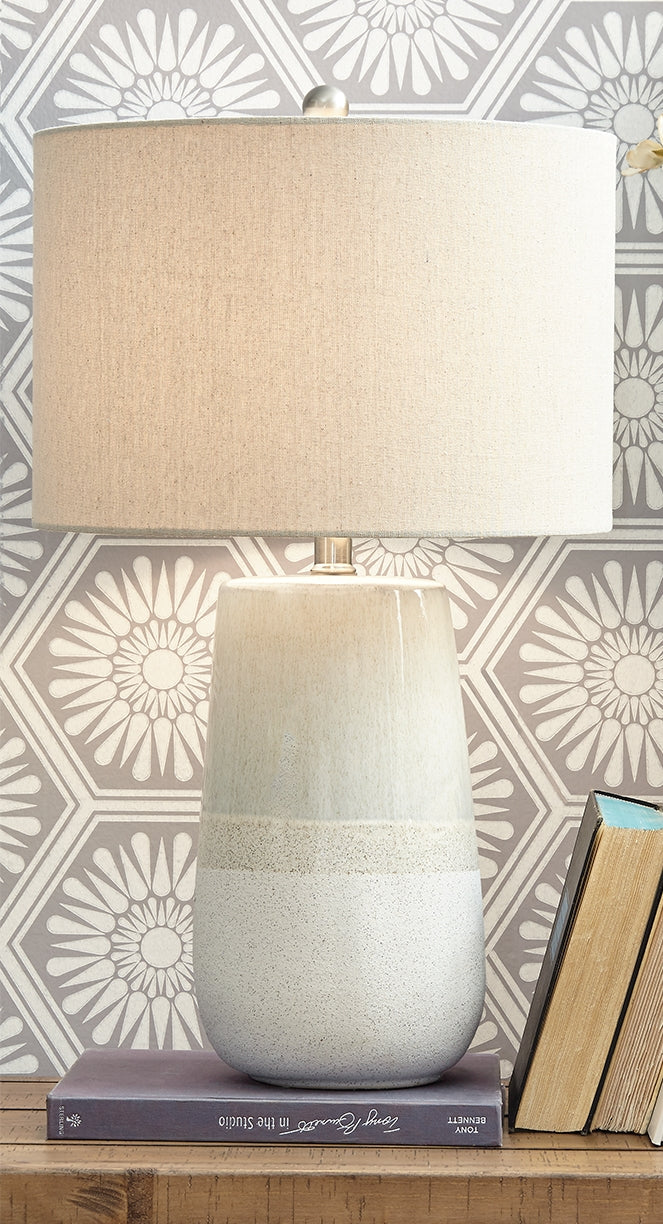 Haines Furniture Outlet - Ashley Furniture - Shavon Lighting - Table Lamp (Set of 2) / Beige/White - L100724X2