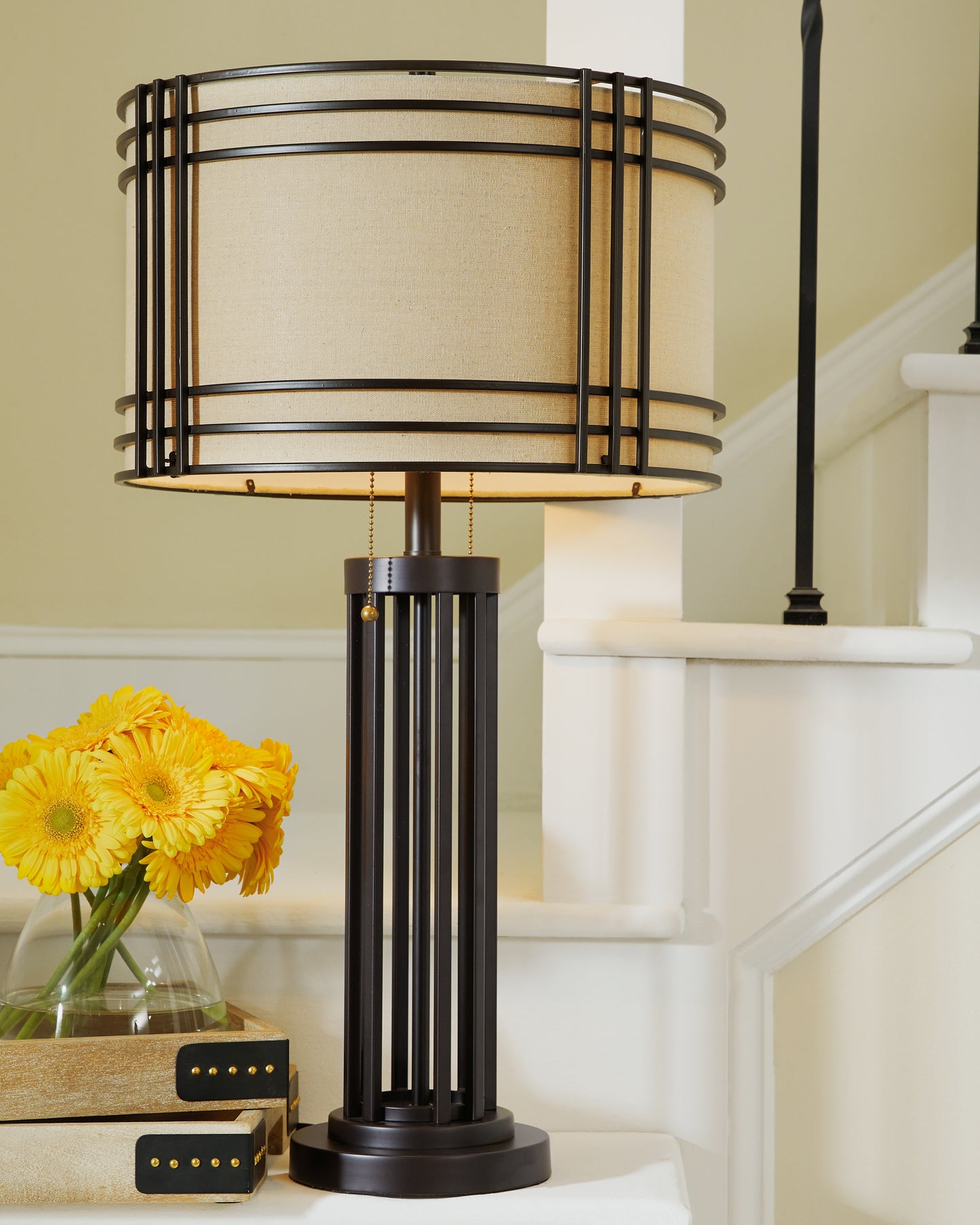 Haines Furniture Outlet - Ashley Furniture - Hanswell Lighting - Table Lamp (Set of 2) / Dark Brown - L208294X2