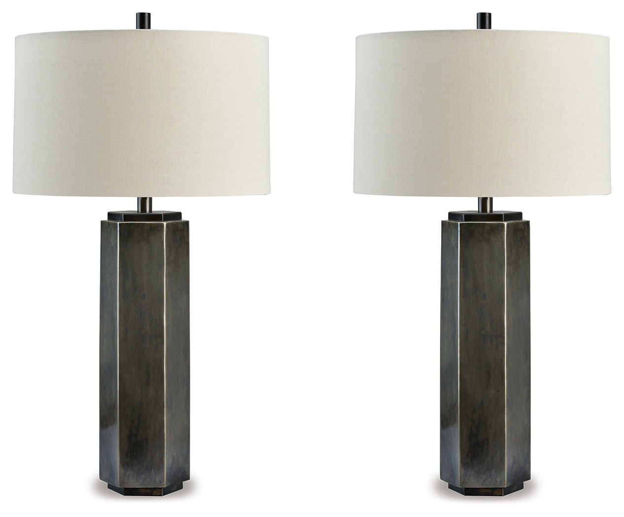 Haines Furniture Outlet - Ashley Furniture - Dirkton Lighting - Table Lamp (Set of 2) / Antique Pewter - L208324X2