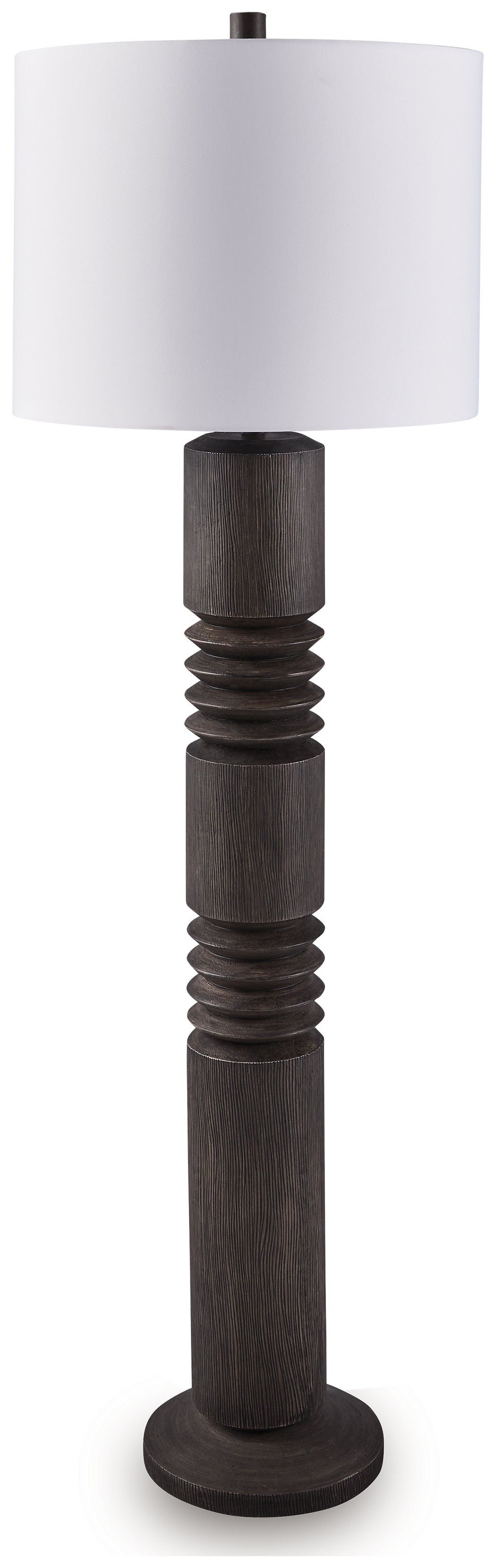 Haines Furniture Outlet - Ashley Furniture - Fainwell Lighting - Poly Floor Lamp (1/CN) / Distressed Black - L235861