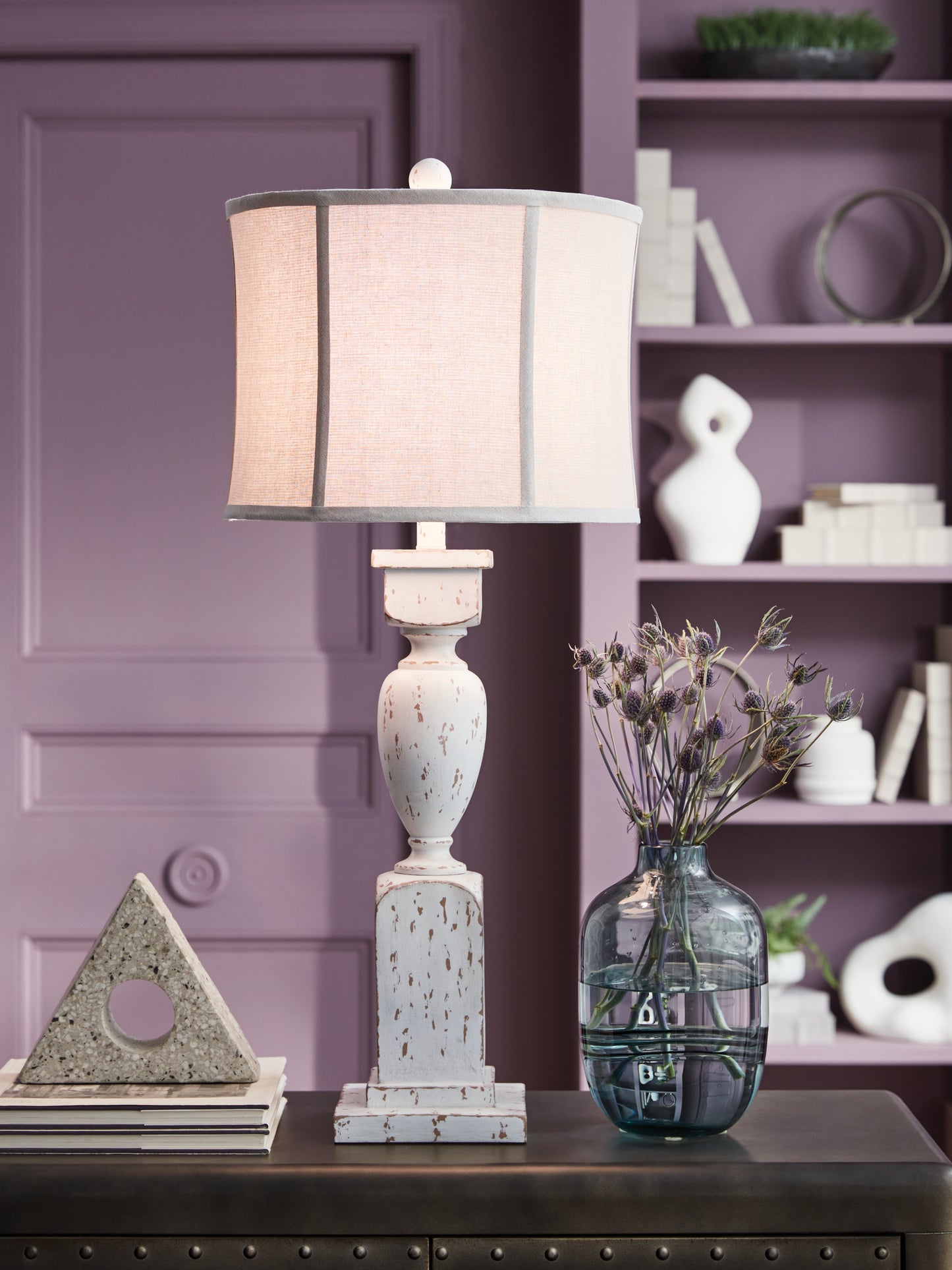 Haines Furniture Outlet - Ashley Furniture - Madsbrook Lighting - Poly Table Lamp (1/CN) / Antique White - L235924