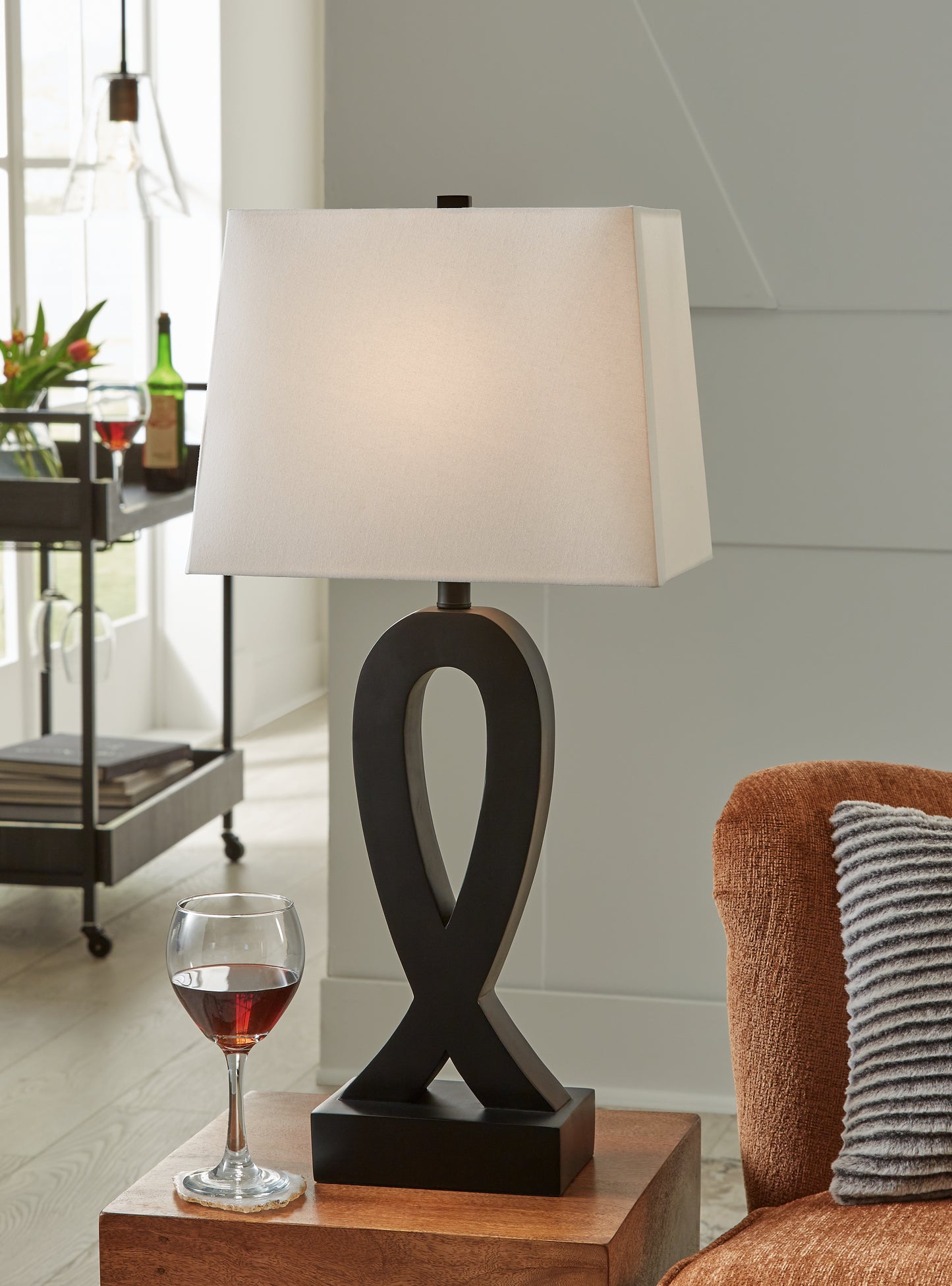 Haines Furniture Outlet - Ashley Furniture - Markellton Lighting - Poly Table Lamp (Set of 2) / Black - L243344