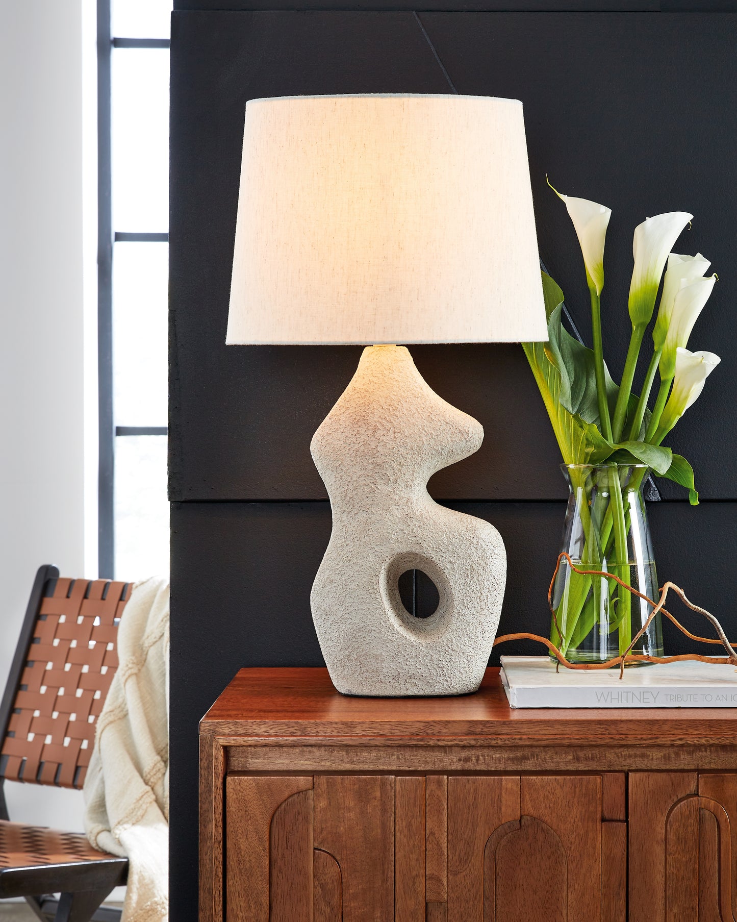 Haines Furniture Outlet - Ashley Furniture - Chadrich Lighting - Paper Table Lamp (Set of 2) / Antique Beige - L243664