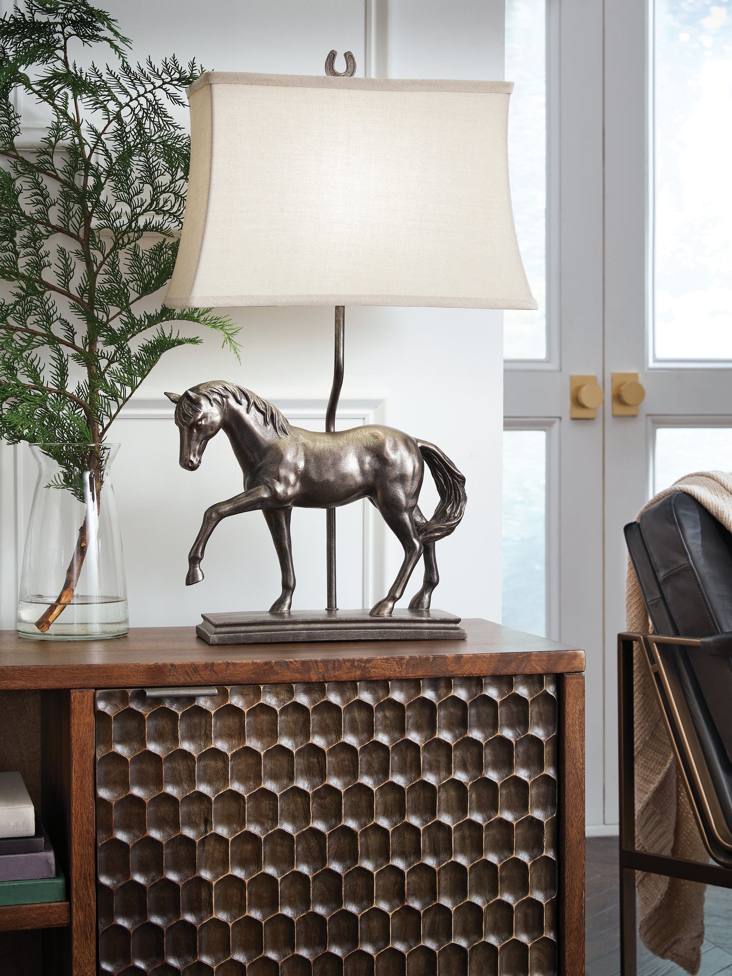 Haines Furniture Outlet - Ashley Furniture - Sandorman Lighting - Poly Table Lamp (1/CN) / Bronze Finish - L317044