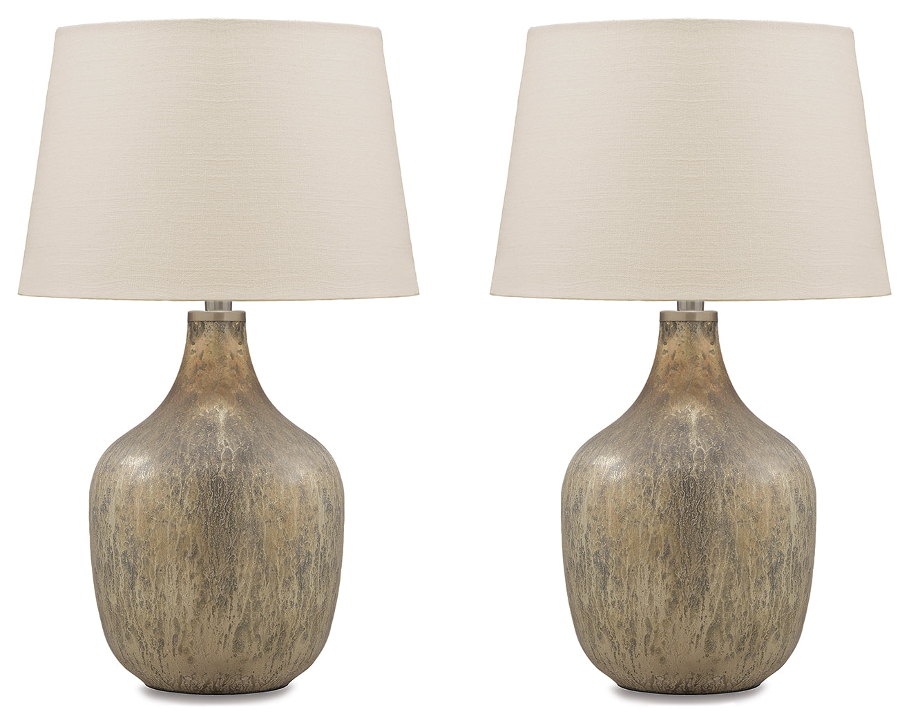 Haines Furniture Outlet - Ashley Furniture - Mari Lighting - Table Lamp (Set of 2) / Gray/Gold Finish - L430664X2