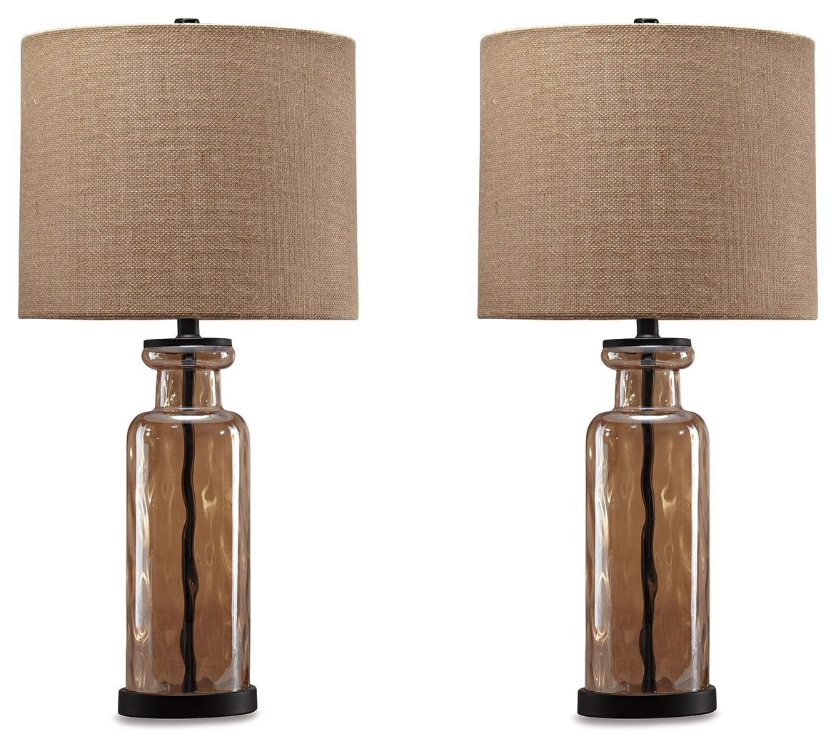Haines Furniture Outlet - Ashley Furniture - Laurentia Lighting - Table Lamp (Set of 2) / Champagne - L431414X2