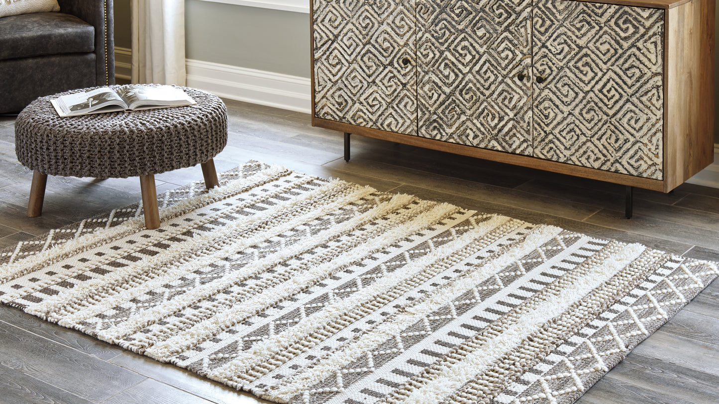 Haines Furniture Outlet - Ashley Furniture - Karalee Rug - 8' x 10' Rug / Ivory/Brown - R404441