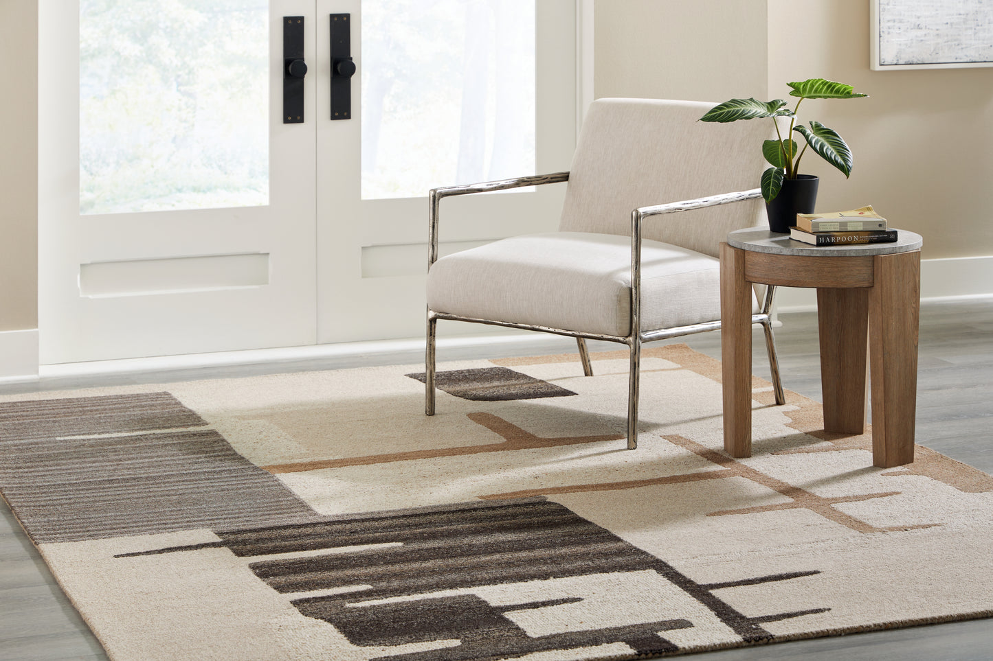 Haines Furniture Outlet - Ashley Furniture - Kencher Rug - 8' x 10' Rug / Beige/Brown - R406821