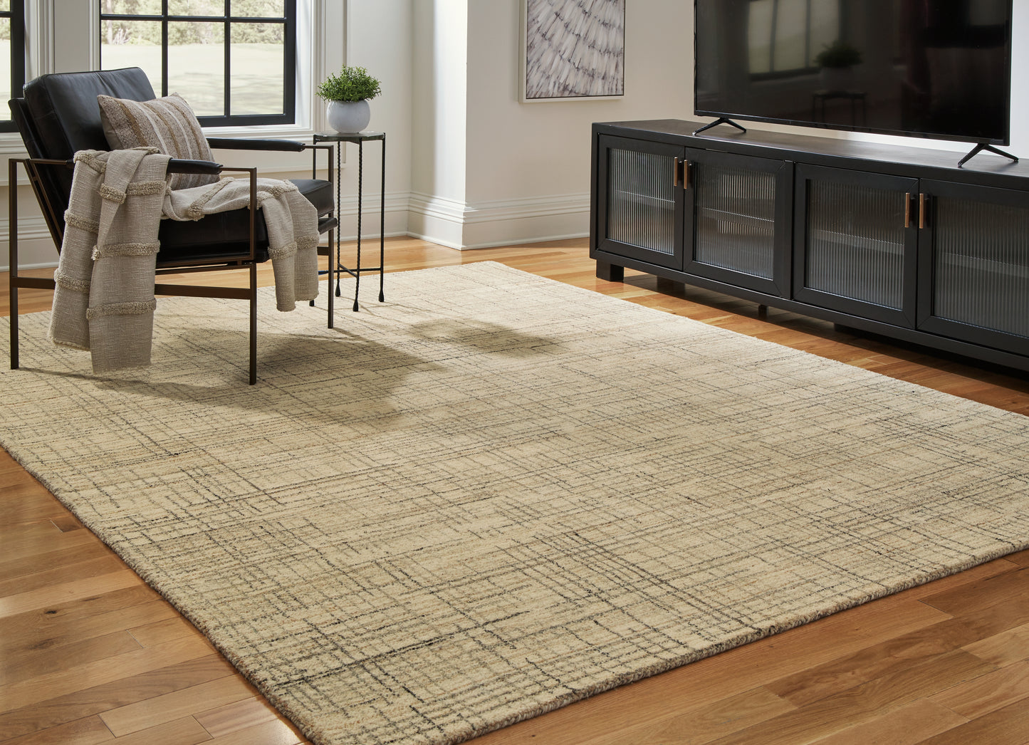 Haines Furniture Outlet - Ashley Furniture - Janston Rug - 8' x 10' Rug / Ivory/Gray/Tan - R406861