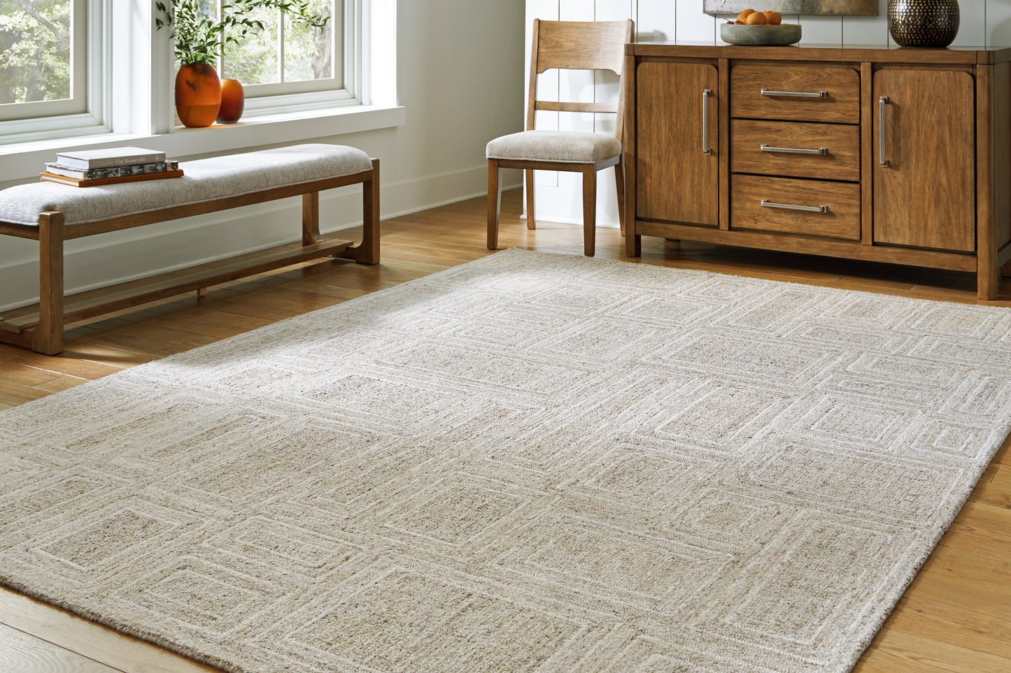 Haines Furniture Outlet - Ashley Furniture - Brickburgh Rug - 8' x 10' Rug / Gray/Ivory/Honey - R406901