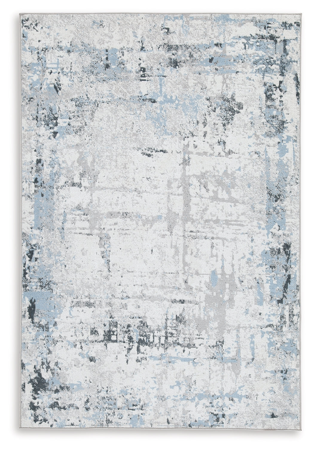 Haines Furniture Outlet - Ashley Furniture - Emertonly Rug - 8' x 10' Washable Rug / Blue/White/Gray - R406981