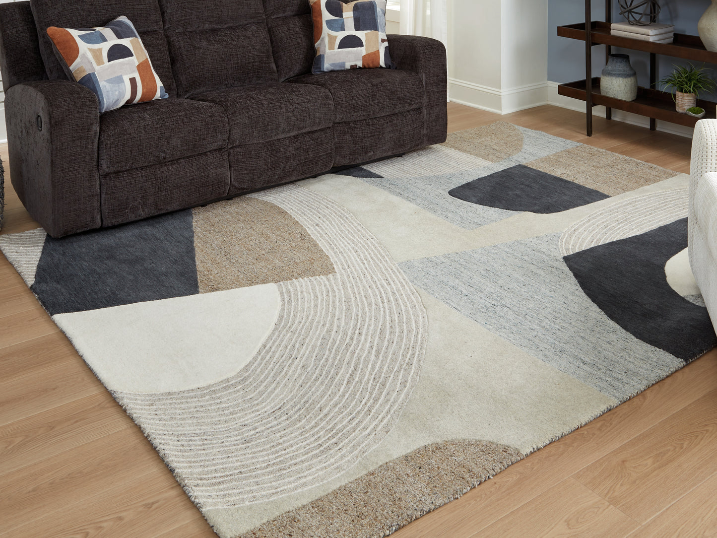 Haines Furniture Outlet - Ashley Furniture - Edrickhill Rug - 8' x 10' Rug / Grayish Teal/Taupe/Cream - R407121