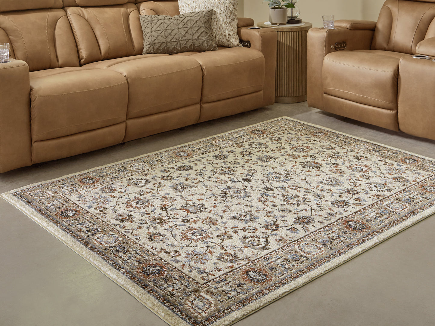 Haines Furniture Outlet - Ashley Furniture - Beritham Rug - Large Rug / Blue/Brown/Beige - R407261