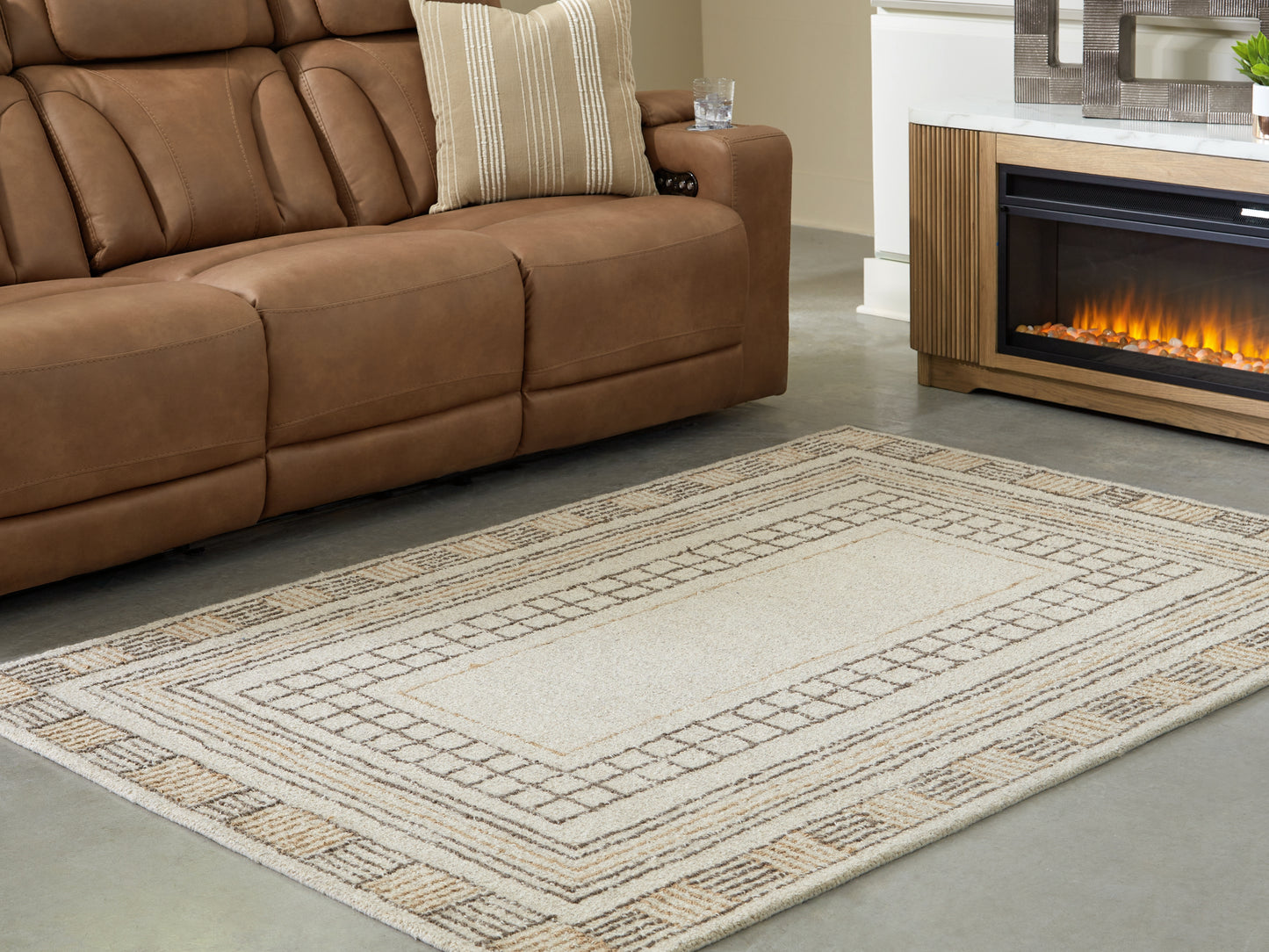 Haines Furniture Outlet - Ashley Furniture - Idaman Rug - Medium Rug / Taupe/Brown - R407292