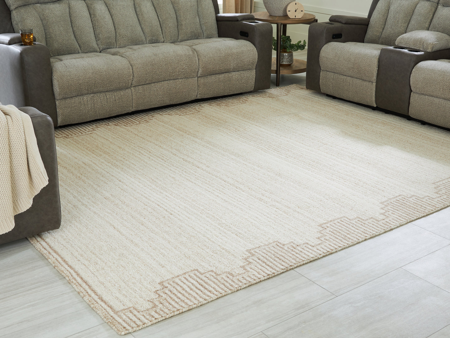 Haines Furniture Outlet - Ashley Furniture - Emorymore Rug - Large Rug / Brown/Beige - R407301