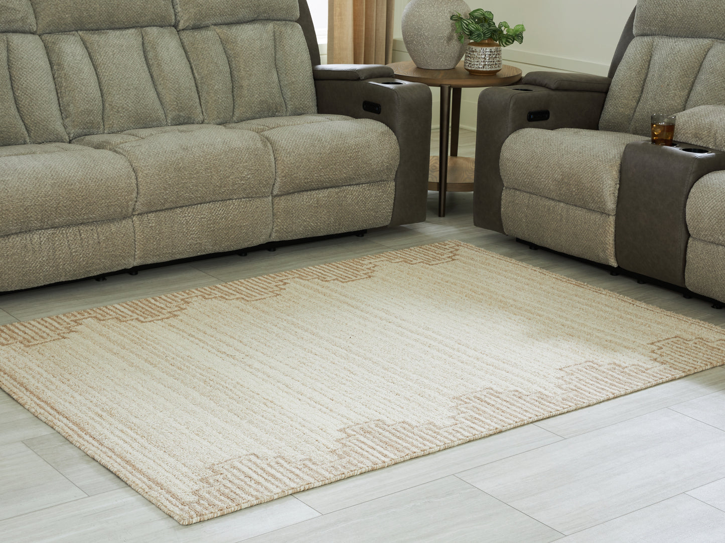 Haines Furniture Outlet - Ashley Furniture - Emorymore Rug - Medium Rug / Brown/Beige - R407302