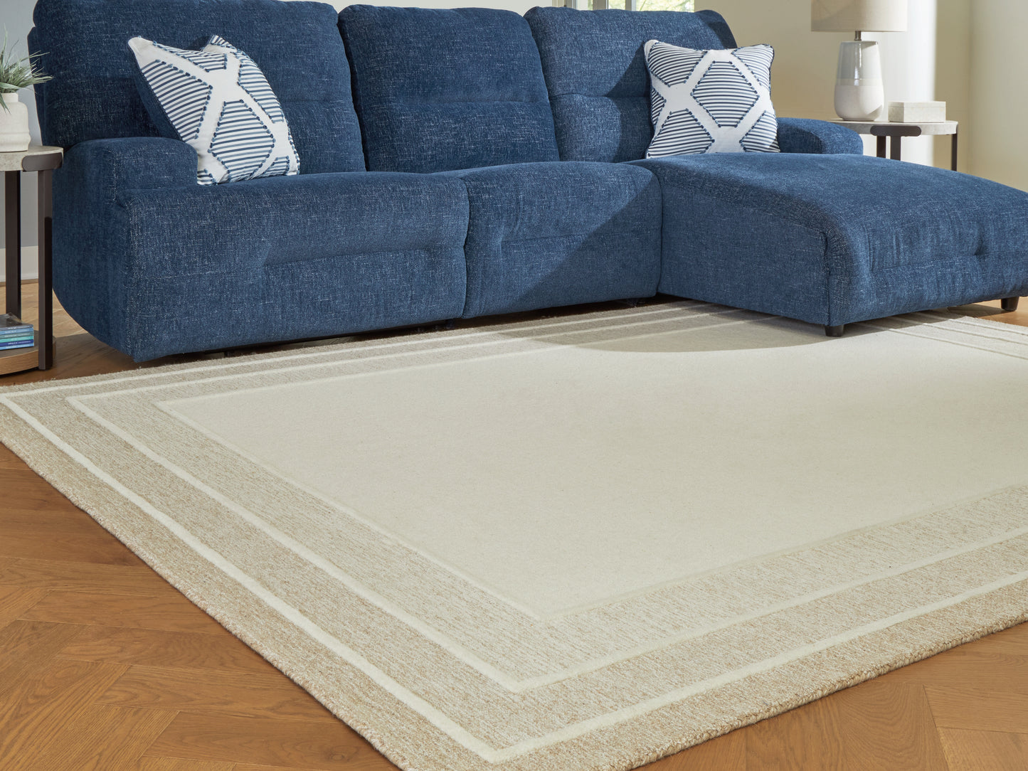 Haines Furniture Outlet - Ashley Furniture - Teelgan Rug - Large Rug / Ivory/Tan - R407311