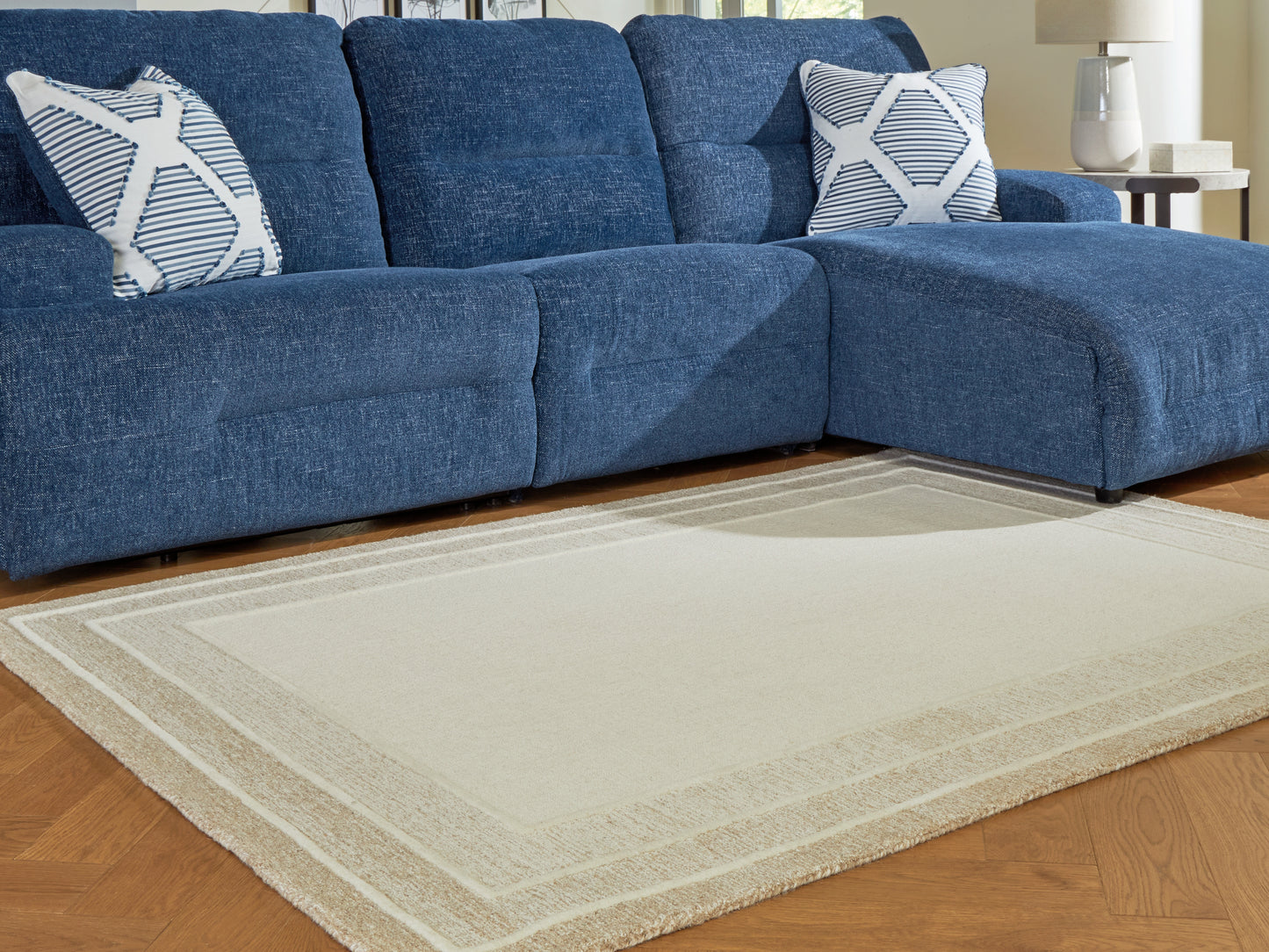 Haines Furniture Outlet - Ashley Furniture - Teelgan Rug - Medium Rug / Ivory/Tan - R407312