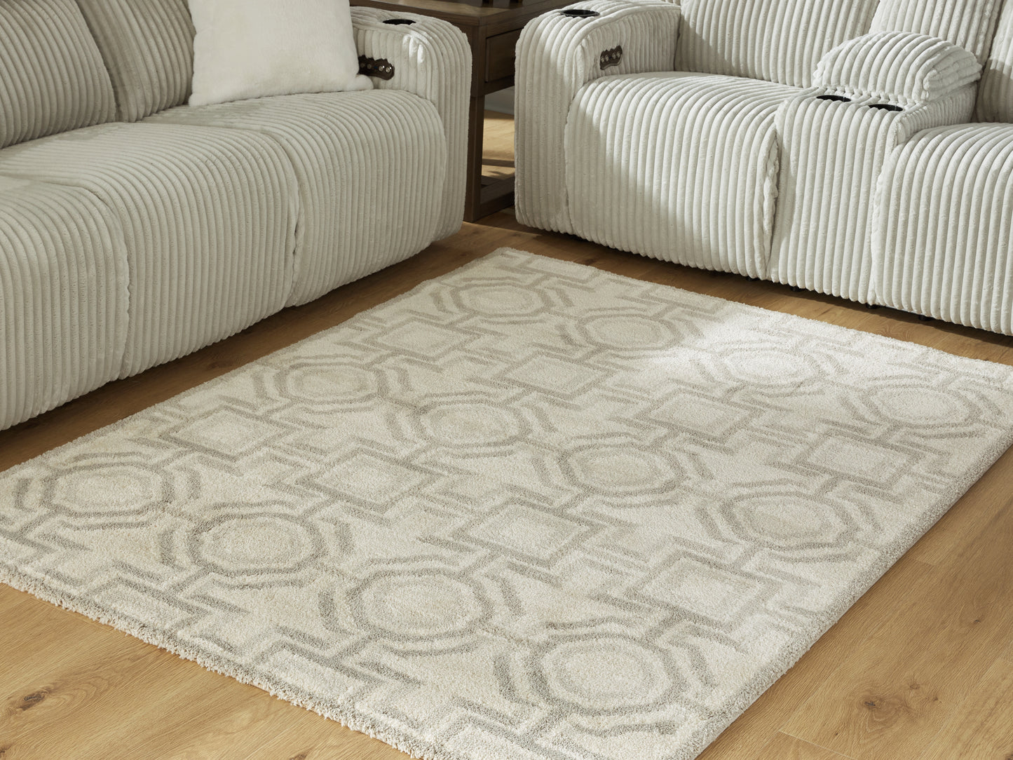 Haines Furniture Outlet - Ashley Furniture - Maconville Rug - Large Rug / Ivory/Gray - R407321