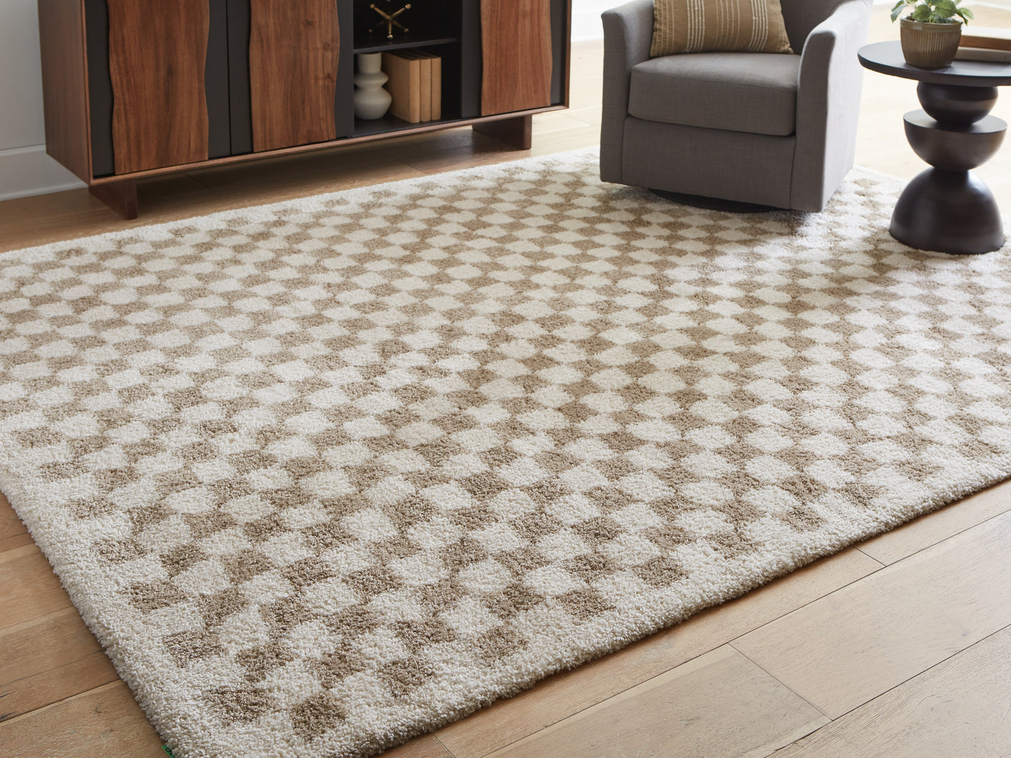 Haines Furniture Outlet - Ashley Furniture - Karamen Rug - Large Rug / Taupe/Ivory - R407341
