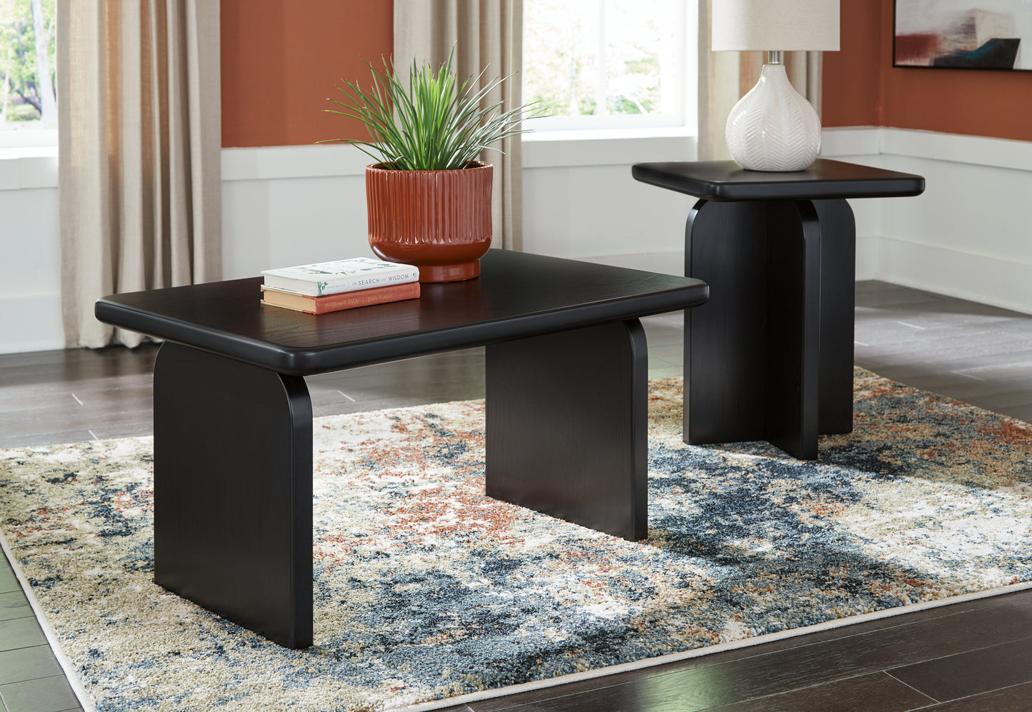 Haines Furniture Outlet - Ashley Furniture - Mitchalli Table (Set of 2) - Occasional Table Set (Set of 2) / Black - T313-12