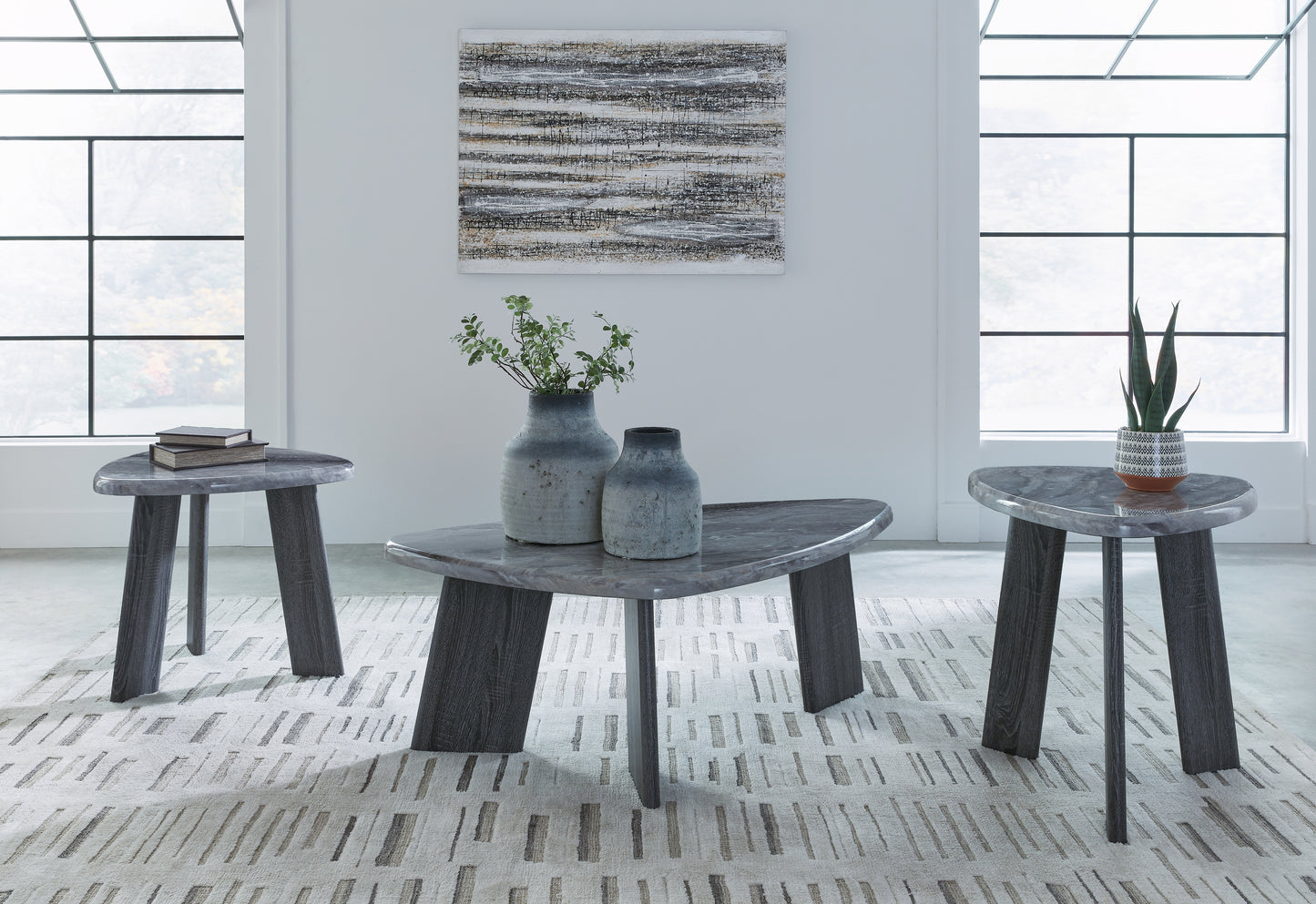 Haines Furniture Outlet - Ashley Furniture - Bluebond Table (Set of 3) - Occasional Table Set (3/CN) / Gray - T390-13