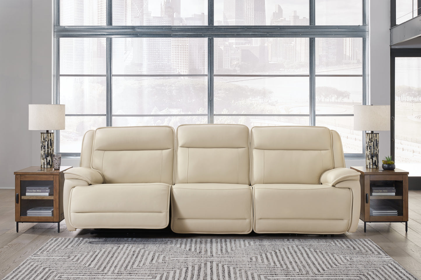 Haines Furniture Outlet - Ashley Furniture - Double Deal Sectional - 3-Piece Power Reclining Sofa Sectional / Almond - U13001S5