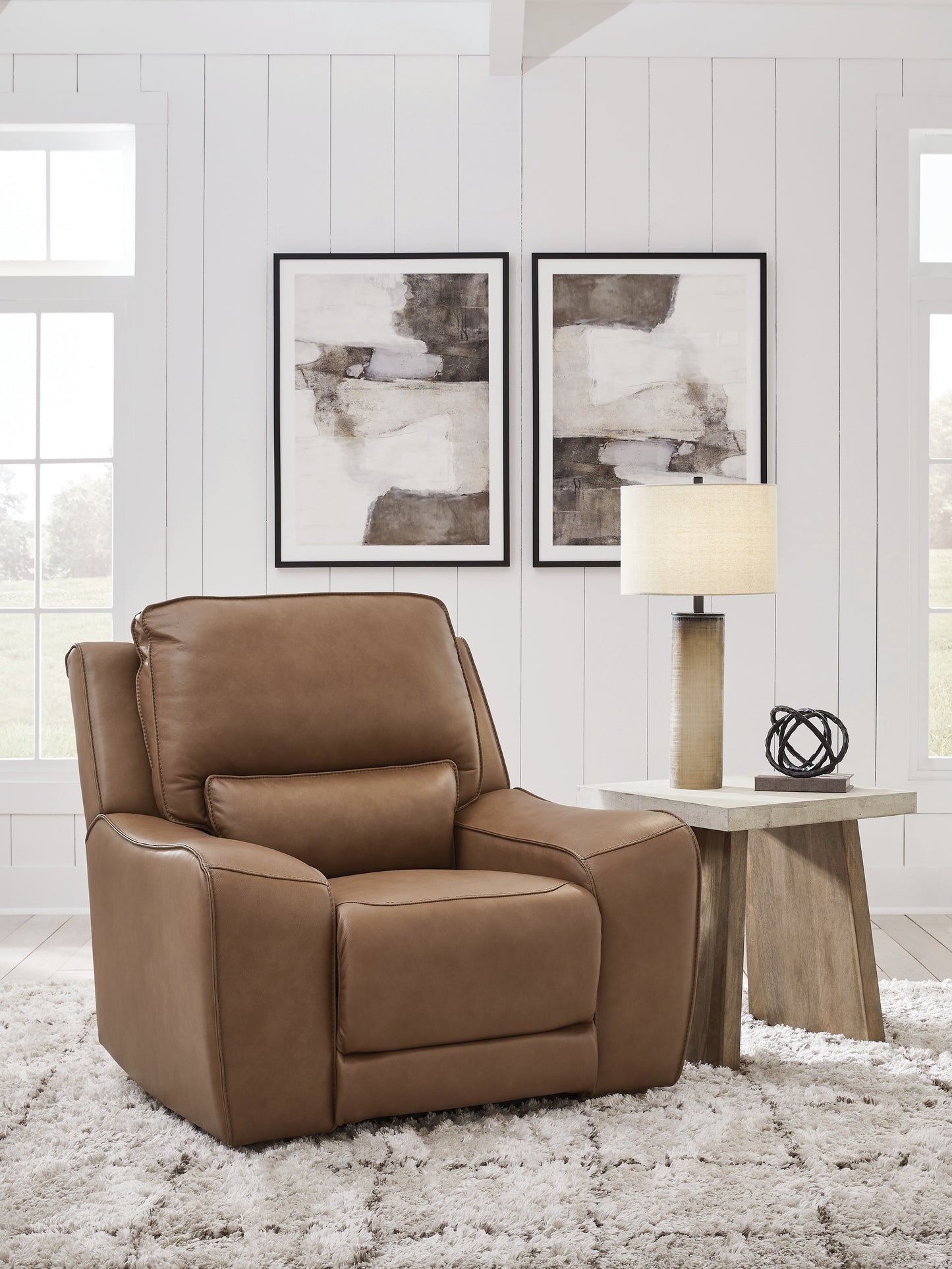 Haines Furniture Outlet - Ashley Furniture - DeepWakes Living Room - PWR Recliner/ADJ Headrest / Caramel - PCU6260613