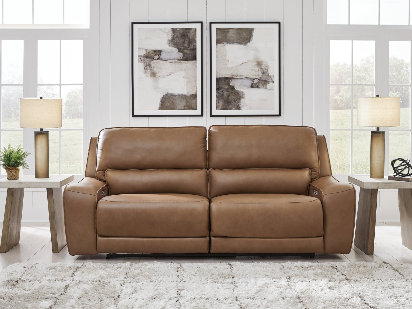 Haines Furniture Outlet - Ashley Furniture - DeepWakes Living Room - 2 Seat PWR REC Sofa ADJ HDREST / Caramel - PCU6260647
