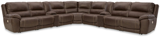 Haines Furniture Outlet - Ashley Furniture - Dunleith 9-Piece Power Reclining Sectional - 9-piece Power Reclining Sectional / Chocolate - U71604S10