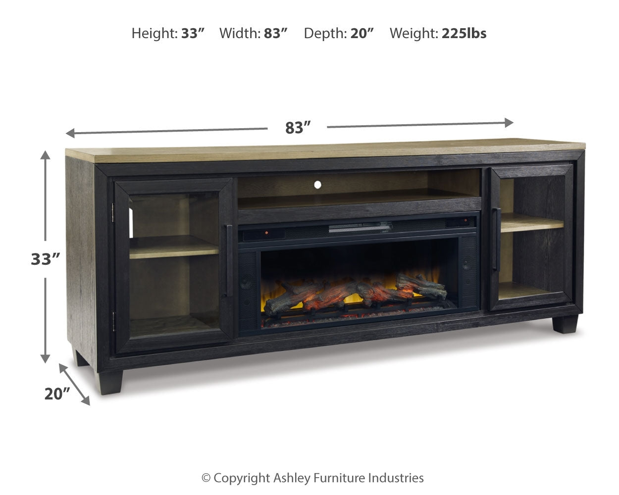 Foyland 83" TV Stand with Electric Fireplace