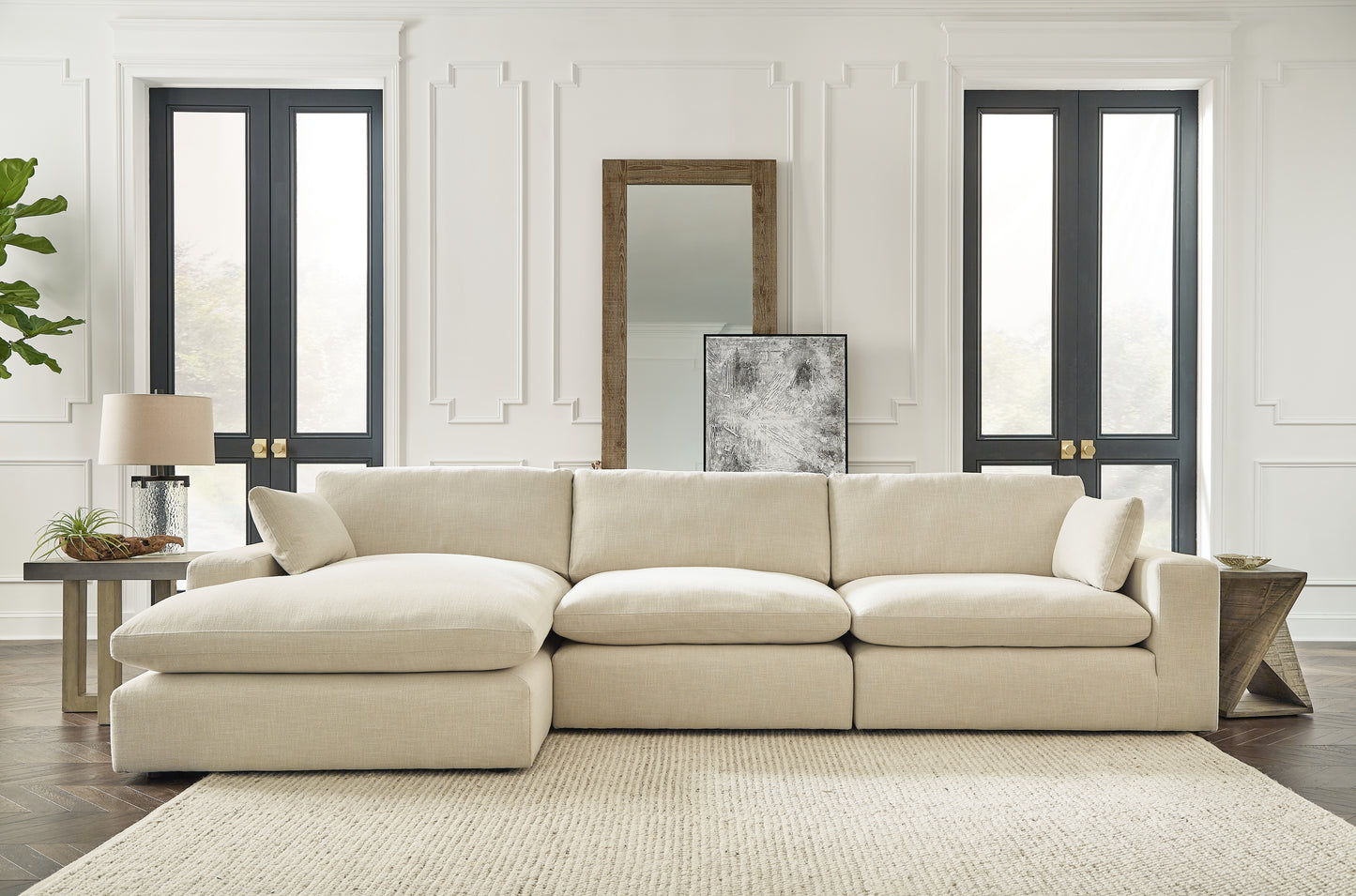 Haines Furniture Outlet - Ashley Furniture - Elyza Sectional - RAF 10-Piece Sectional / Linen - 10006S8