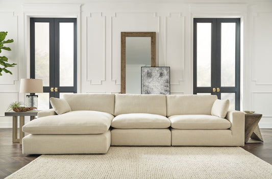 Haines Furniture Outlet - Ashley Furniture - Elyza Sectional - RAF 10-Piece Sectional / Linen - 10006S8