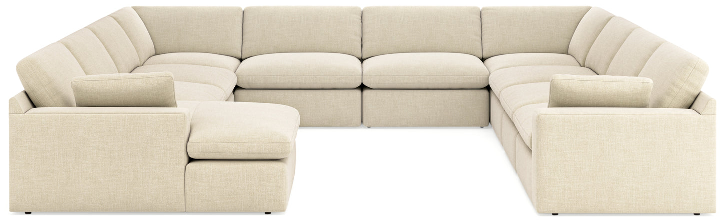 Haines Furniture Outlet - Ashley Furniture - Elyza Sectional - RAF 10-Piece Sectional / Linen - 10006S8