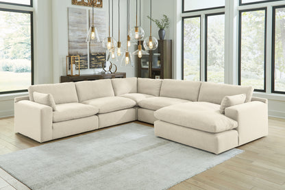 Haines Furniture Outlet - Ashley Furniture - Elyza Sectional - RAF 5-Piece Sectional with Chaise / Linen - 10006S7