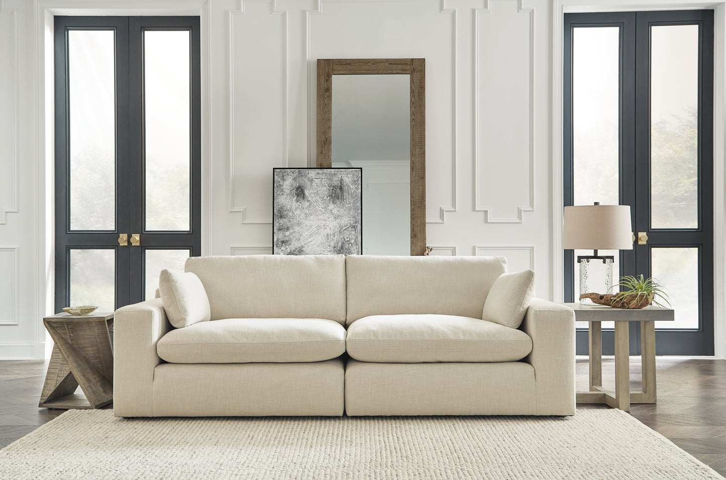 Haines Furniture Outlet - Ashley Furniture - Elyza Sectional - RAF 2-Piece Sectional Loveseat / Linen - 10006S1