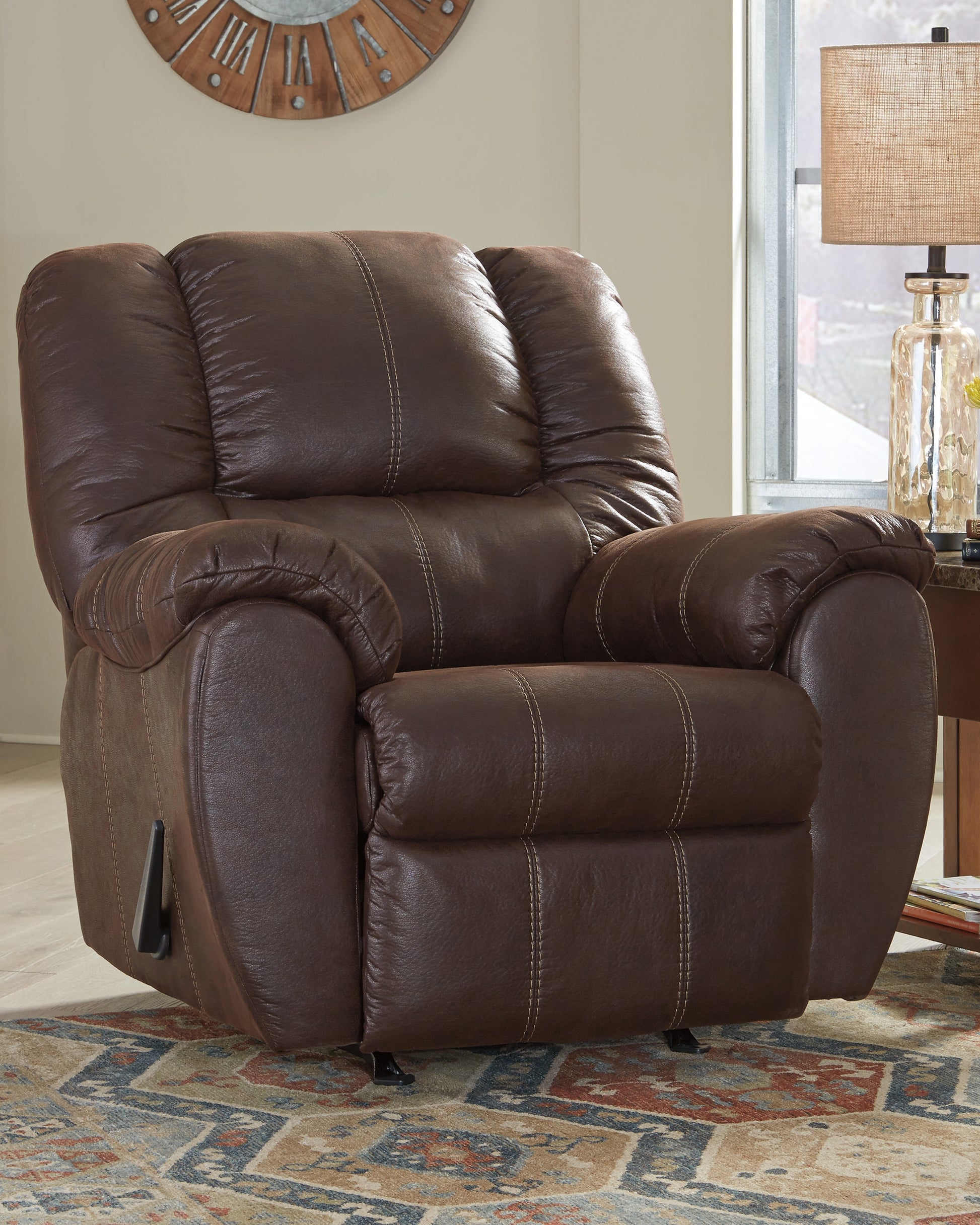 Haines Furniture Outlet - Ashley Furniture - McGann Living Room - Rocker Recliner / Walnut - 1030125