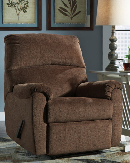 Haines Furniture Outlet - Ashley Furniture - Nerviano Living Room - Zero Wall Recliner / Chocolate - 1080229