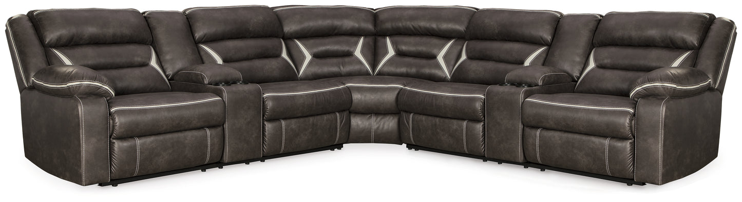 Haines Furniture Outlet - Ashley Furniture - Kincord Sectional - 3-Piece Power Reclining Sectional / Midnight - 13104S5