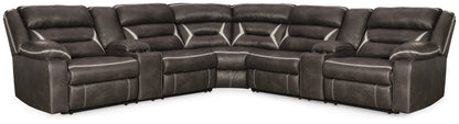 Haines Furniture Outlet - Ashley Furniture - Kincord Sectional - 3-Piece Power Reclining Sectional / Midnight - 13104S5