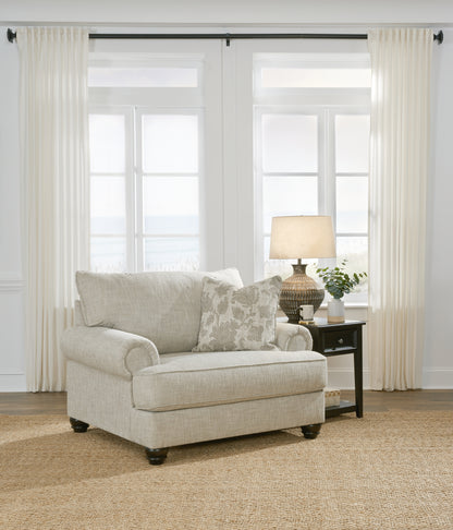 Haines Furniture Outlet - Ashley Furniture - Asanti Living Room - Chair and a Half / Fog - 1320123