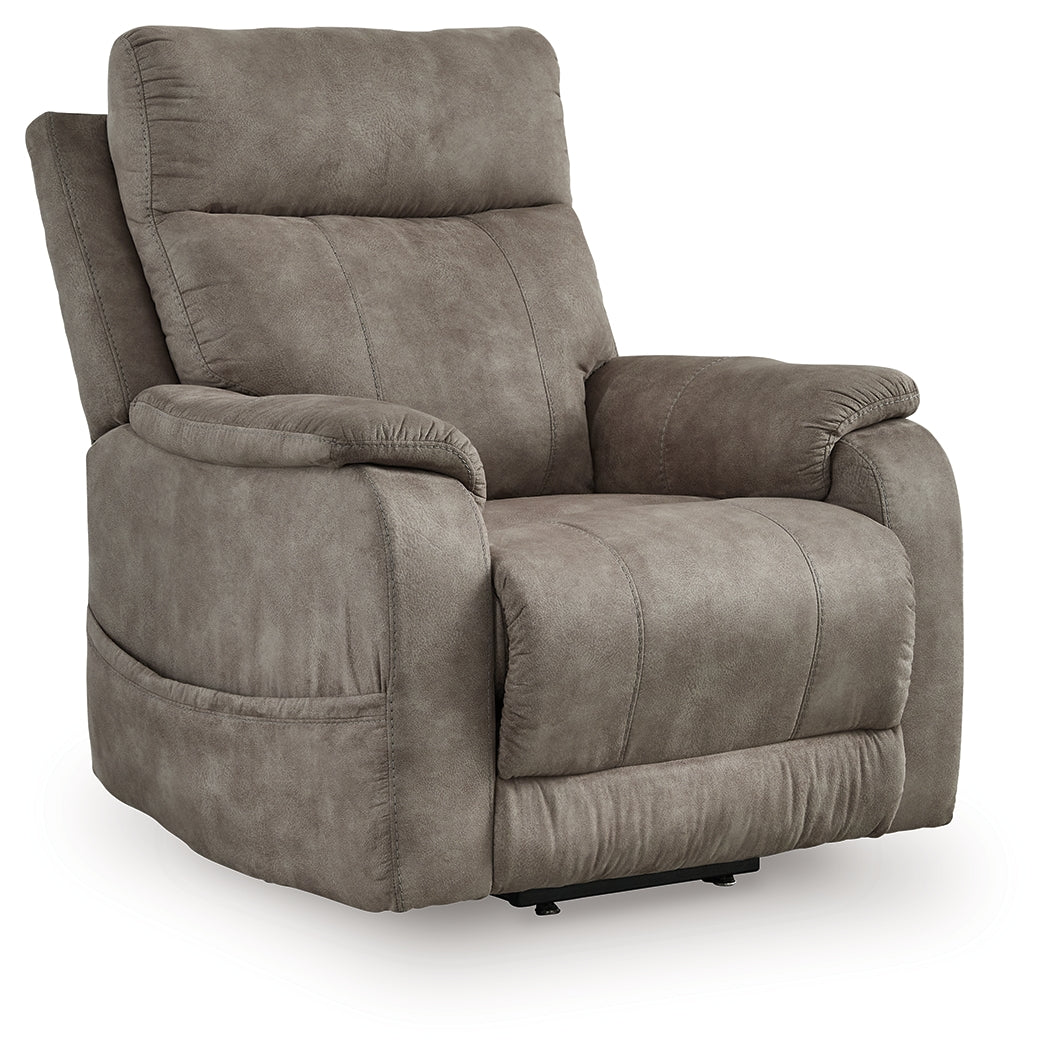 Haines Furniture Outlet - Ashley Furniture - Crestmeade Living Room - Power Lift Recliner / Fossil - 1350312