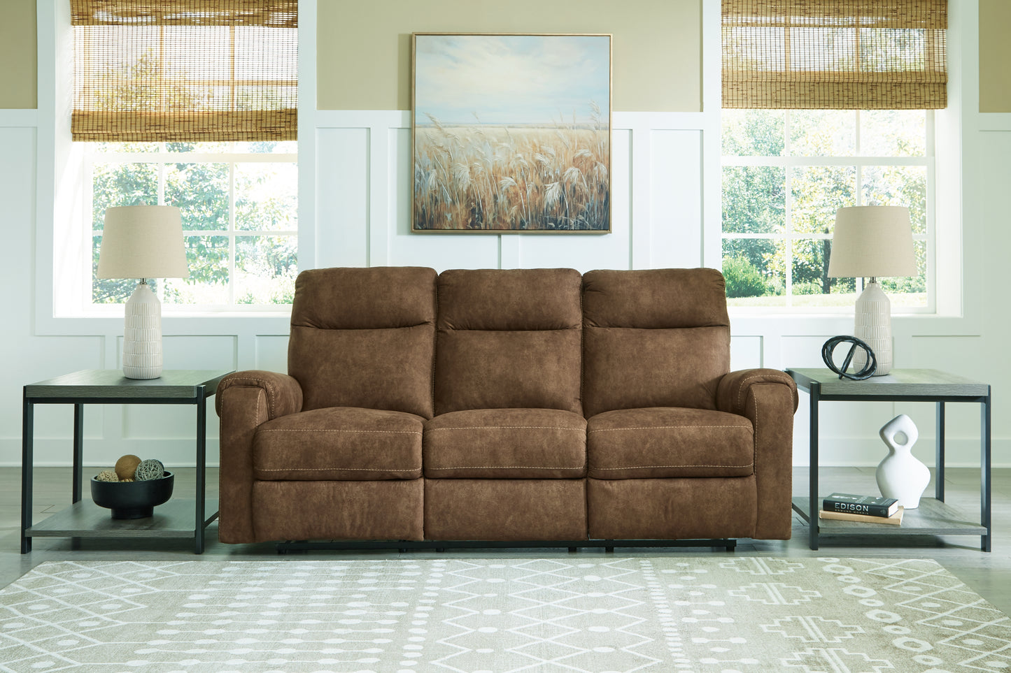 Haines Furniture Outlet - Ashley Furniture - Edenwold Living Room - Reclining Sofa / Brindle - 1380588