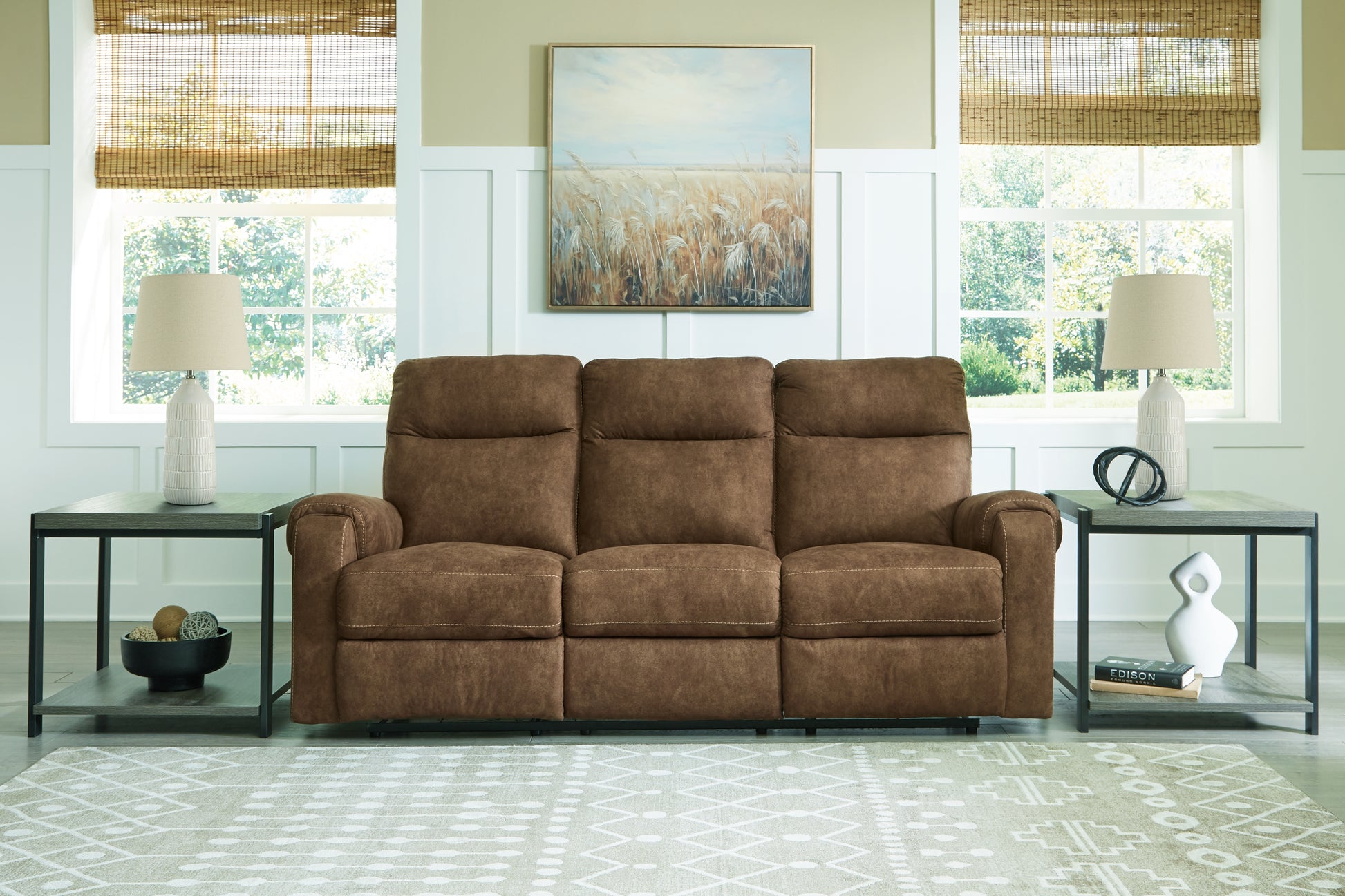 Haines Furniture Outlet - Ashley Furniture - Edenwold Living Room - Reclining Sofa / Brindle - 1380588