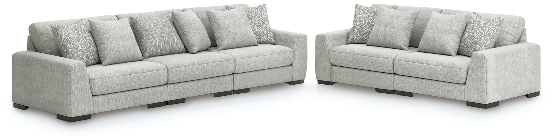 Haines Furniture Outlet - Ashley Furniture - Regent Park 3-Piece Sectional Sofa and 2-Piece Sectional Loveseat - 3-Piece Sectional Sofa and 2-Piece Sectional Loveseat / Pewter - 14404U4