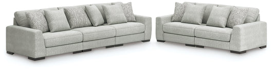 Haines Furniture Outlet - Ashley Furniture - Regent Park 3-Piece Sectional Sofa and 2-Piece Sectional Loveseat - 3-Piece Sectional Sofa and 2-Piece Sectional Loveseat / Pewter - 14404U4