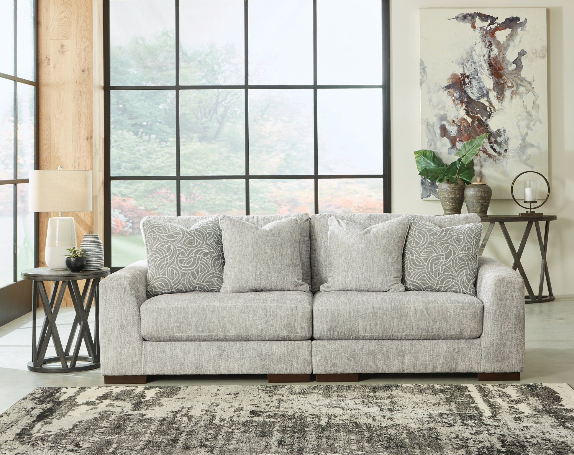 Haines Furniture Outlet - Ashley Furniture - Regent Park Sectional - RAF 2-Piece Sectional Loveseat / Pewter - 14404S4